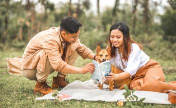 Chó và con người đi picnic